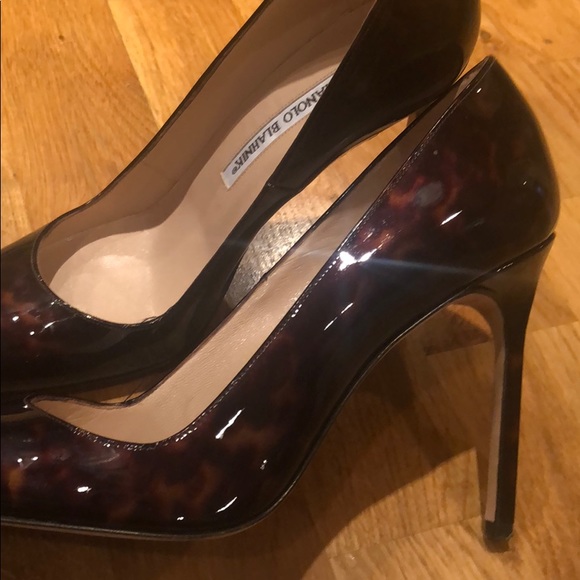 Manolo Blahnik 4” Leopard Print Patent Leather - Picture 2 of 3